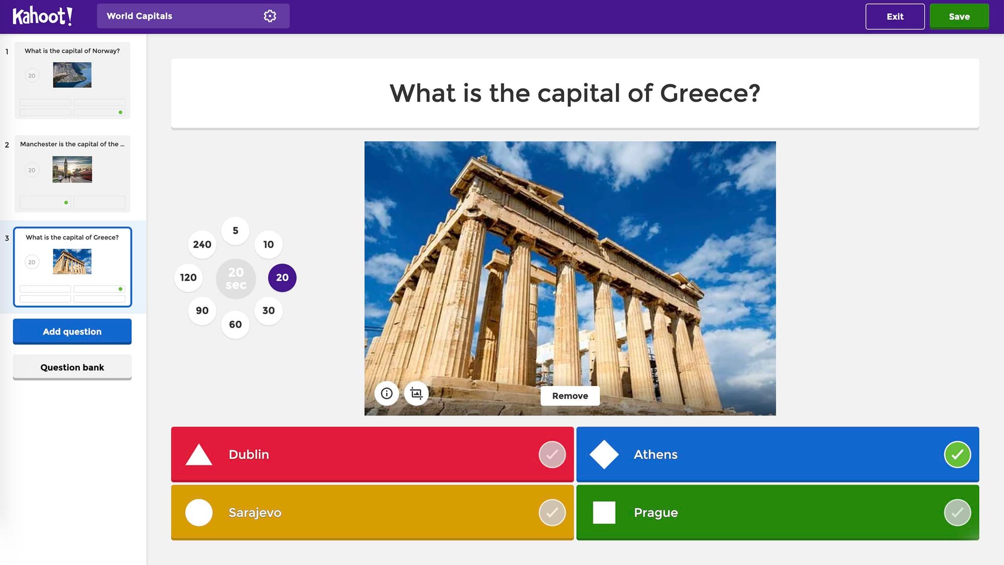 Kahoot question preview